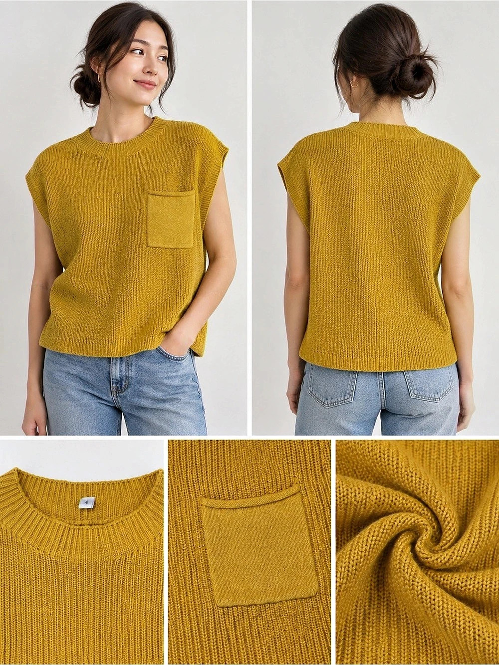 Sleeveless Pocket Top in Yellow Like New